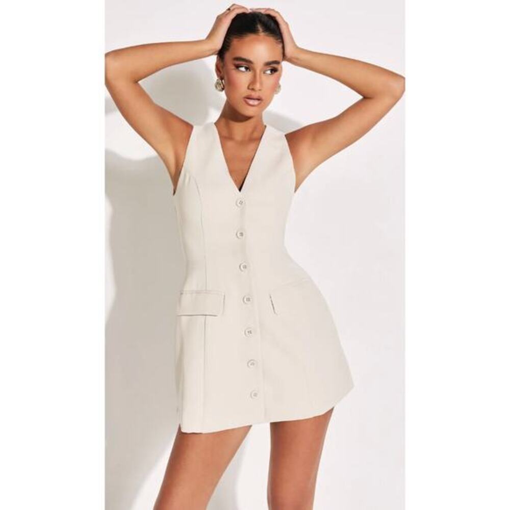 Showpo. Abbey Mini Dress Button Front Vest Dress